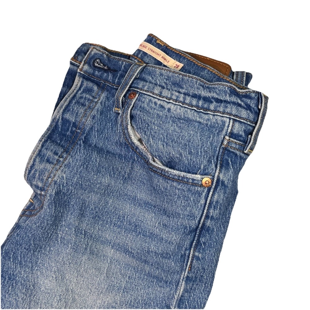 Levi's‎ Premium Ribcage Straight Ankle Dark Wash Womens 28 X 27 Jeans Button Fly